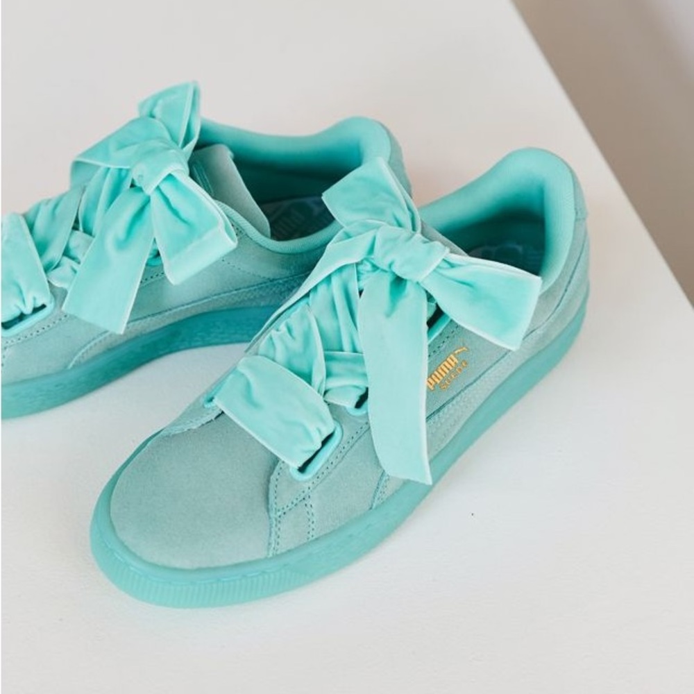 Puma Mint Suede Heart Sneakers